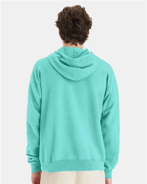 Hanes GDH450 Unisex Garment-Dyed Hooded Sweatshirt - Mint - model back