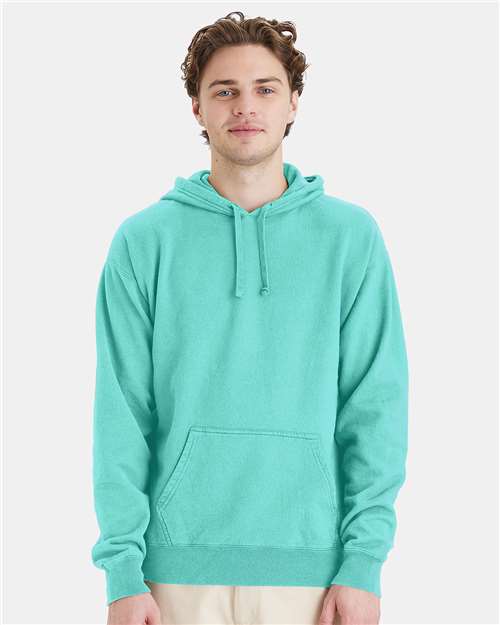 Hanes GDH450 Unisex Garment-Dyed Hooded Sweatshirt - Mint - model front