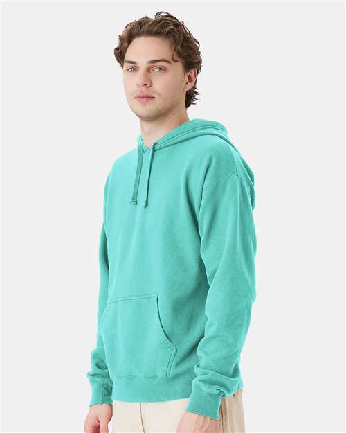 Hanes GDH450 Unisex Garment-Dyed Hooded Sweatshirt - Mint - model side