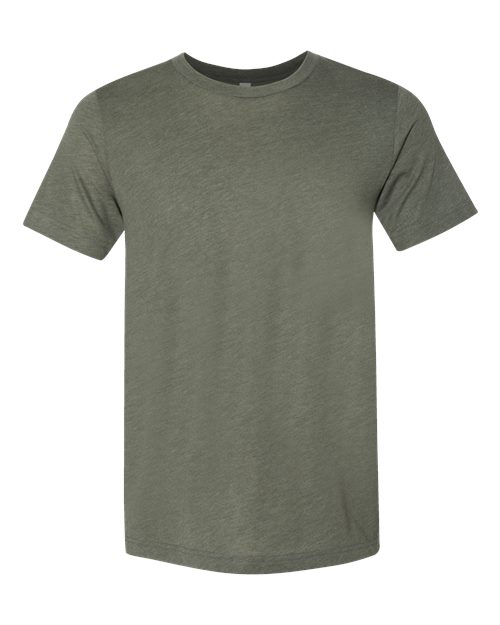 Bella+Canvas 3413 Unisex Triblend Short Sleeve Tee - Military Green Triblend - flat front