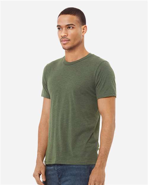 Bella+Canvas 3413 Unisex Triblend Short Sleeve Tee - Military Green Triblend - model side