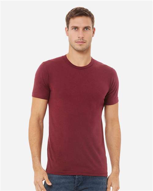 Bella+Canvas BC3413 Unisex Triblend Short Sleeve Tee - Solid Maroon Triblend - model front