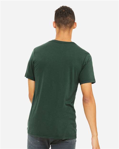 Bella+Canvas 3413 Unisex Triblend Short Sleeve Tee - Solid Forest Triblend - model back