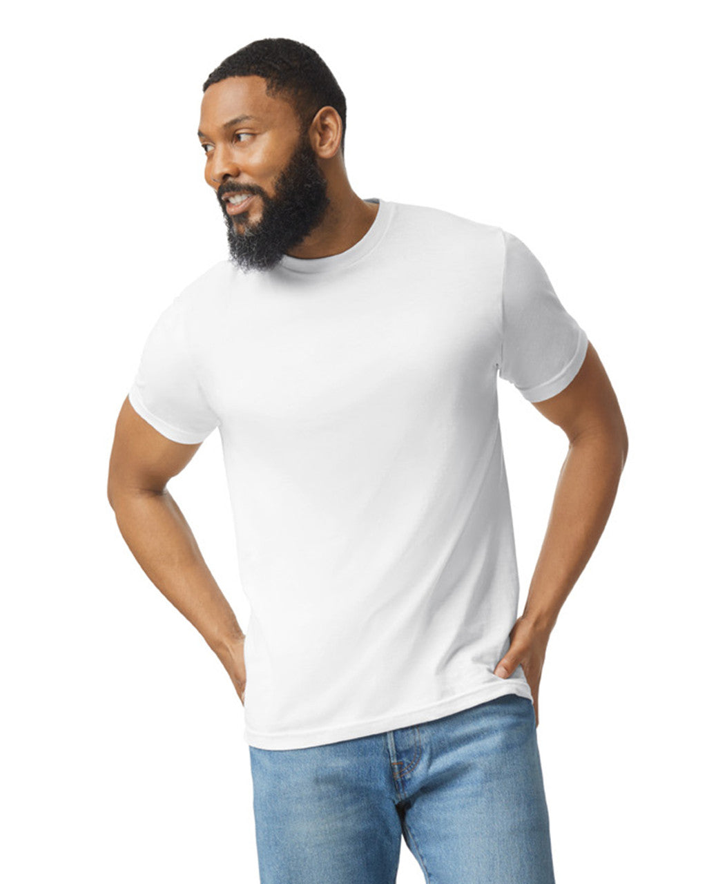 Gildan 64000CVC Unisex Softstyle CVC T-Shirt - White - model front