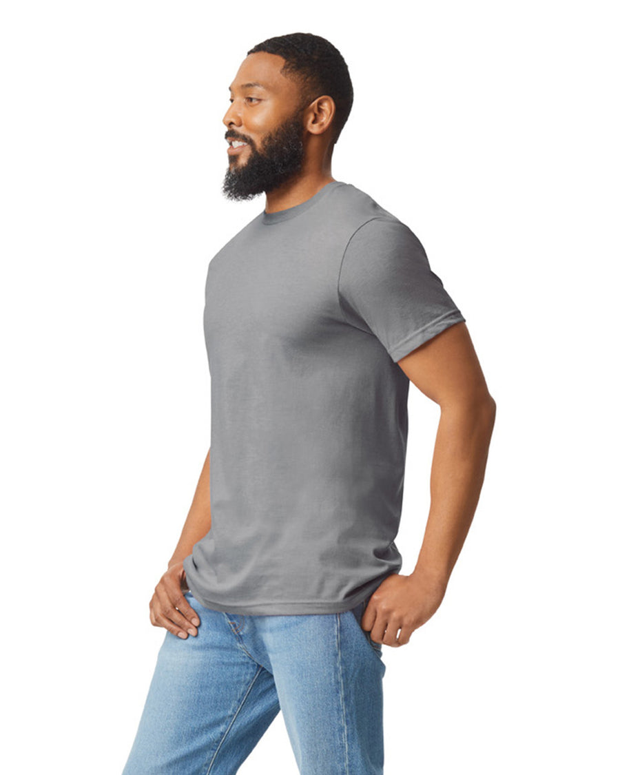 Gildan 64000CVC Unisex Softstyle CVC T-Shirt - Cement - model side