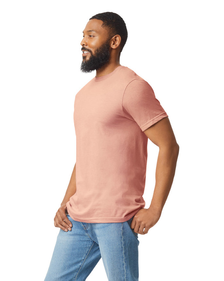 Gildan 64000CVC Unisex Softstyle CVC T-Shirt - Dusty Rose - model side
