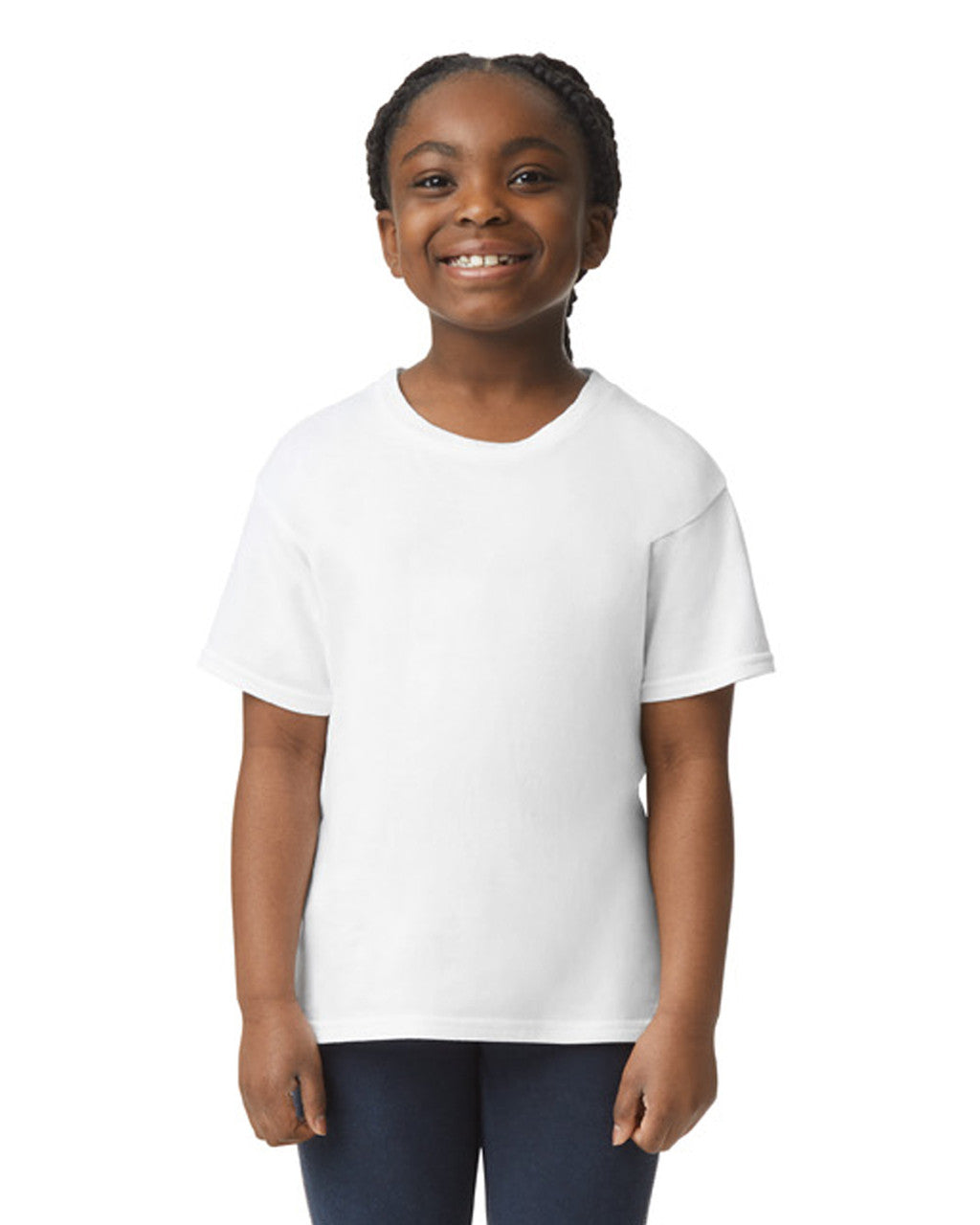 Gildan 64000BCVC Youth Softstyle CVC T-Shirt - White - model front