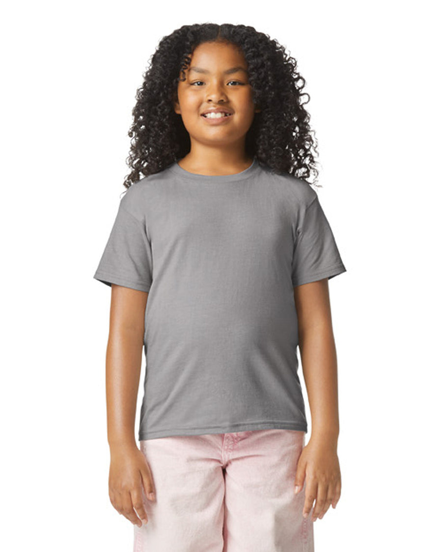 Gildan 64000BCVC Youth Softstyle CVC T-Shirt - Cement - model front