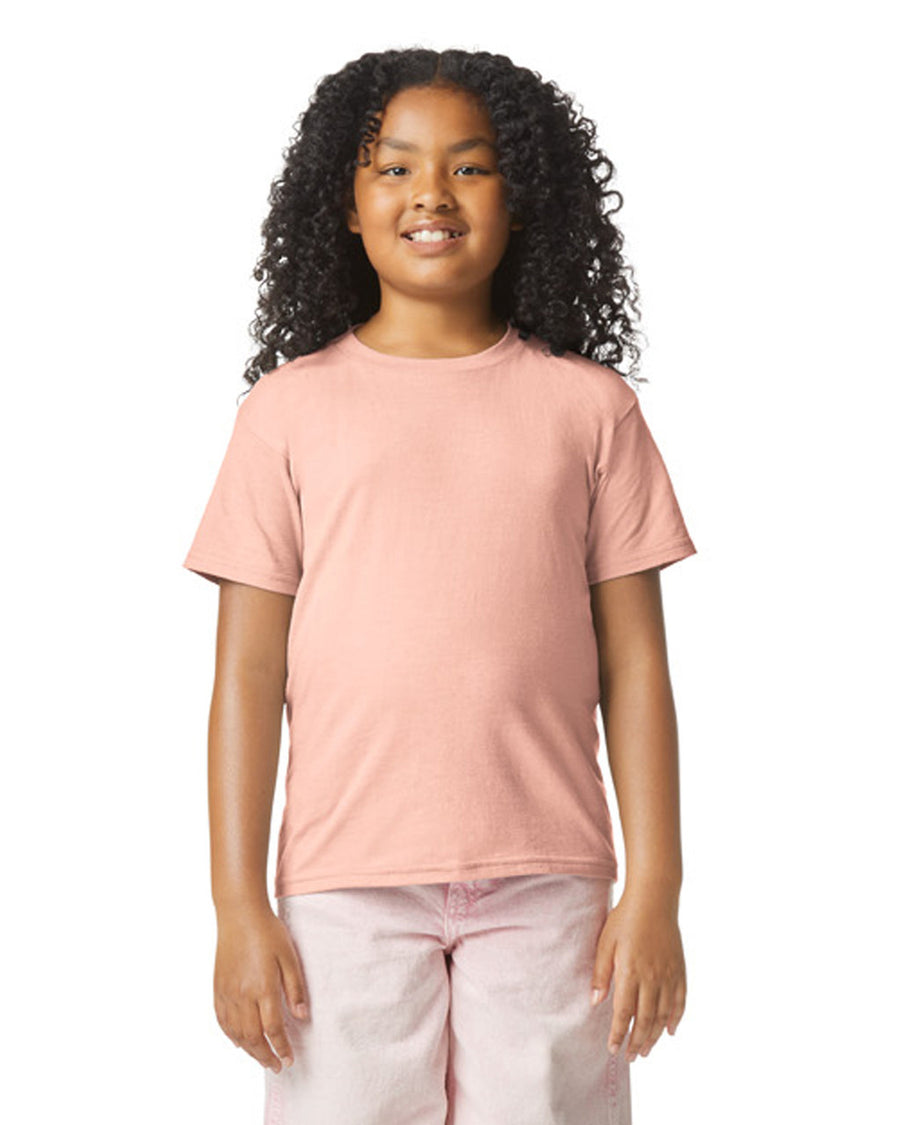 Gildan 64000BCVC Youth Softstyle CVC T-Shirt - Dusty Rose - model front