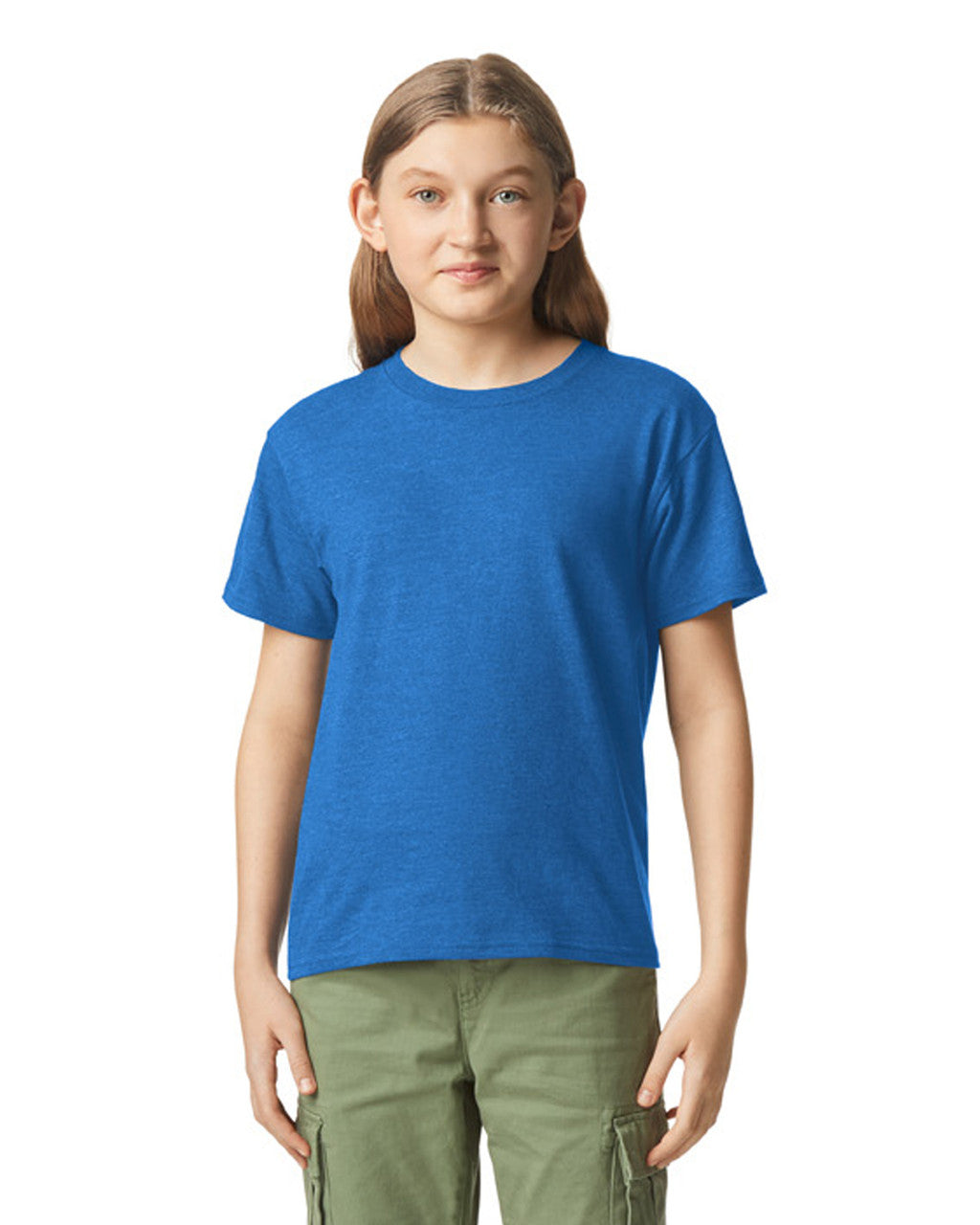 Gildan 64000BCVC Youth Softstyle CVC T-Shirt - Royal Mist - model front