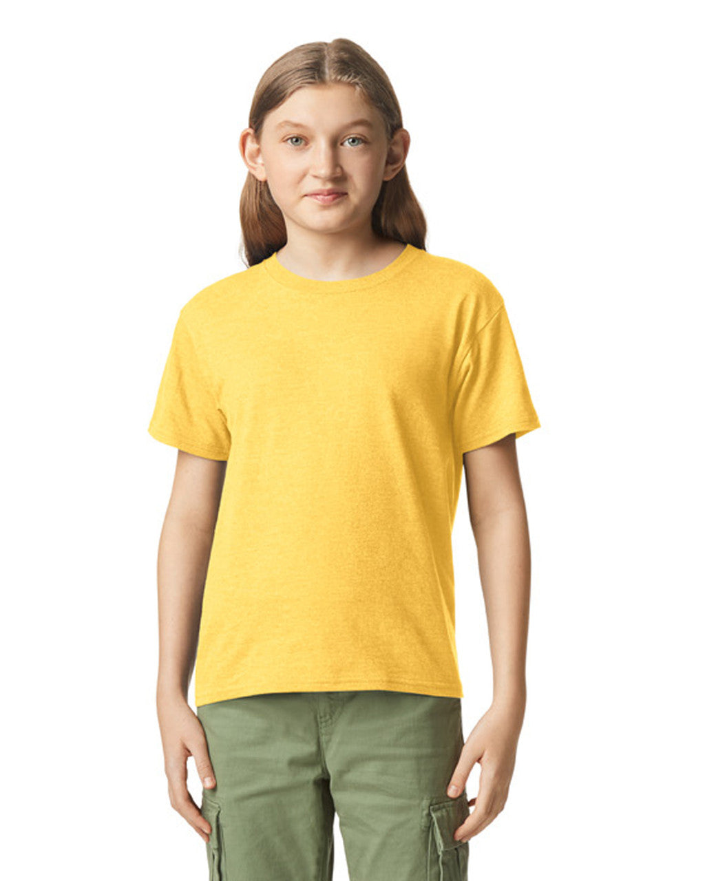 Gildan 64000BCVC Youth Softstyle CVC T-Shirt - Daisy Mist - model front