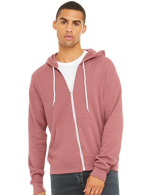 Bella + Canvas 3739 Sponge Fleece Full-Zip Hoodie Sweatshirt - Mauve - model front