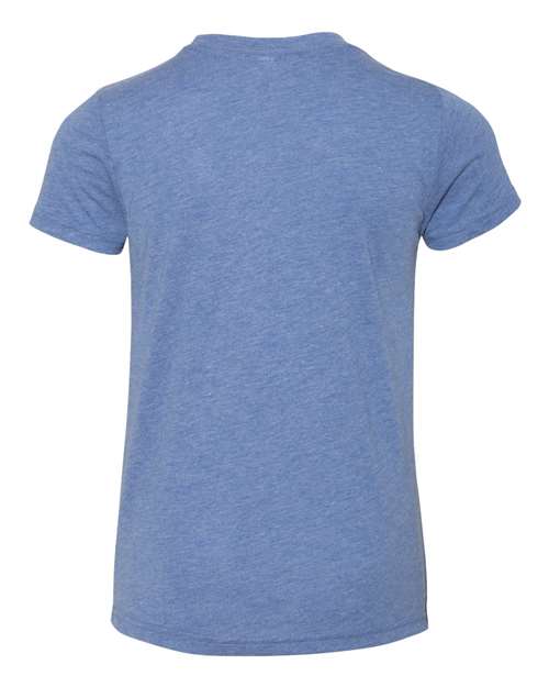 BELLA + CANVAS 3413Y Youth Triblend Tee - Blue Triblend - back