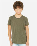BELLA + CANVAS 3413Y Youth Triblend Tee - Olive Triblend - model front