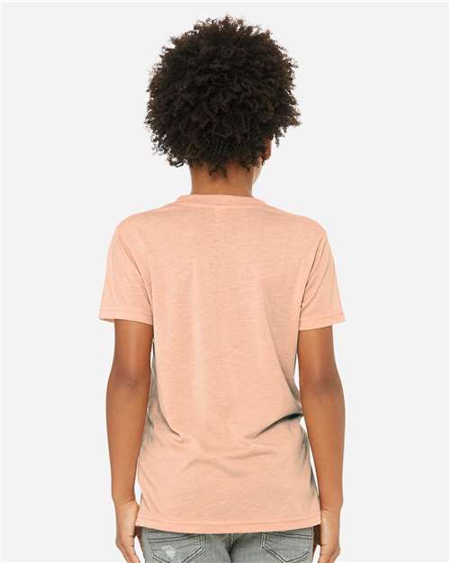 BELLA + CANVAS 3413Y Youth Triblend Tee - Peach Triblend - model back