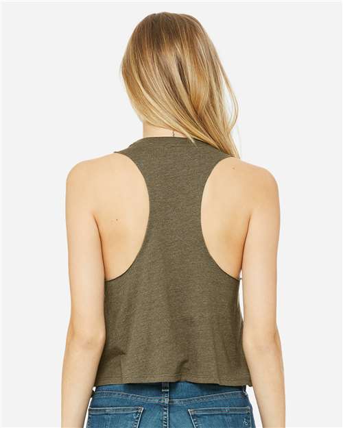 BELLA + CANVAS 6682 Women's Racerback Crop Tank - Heather Olive - model back