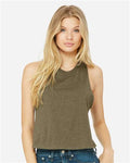 BELLA + CANVAS 6682 Women's Racerback Crop Tank - Heather Olive - model front