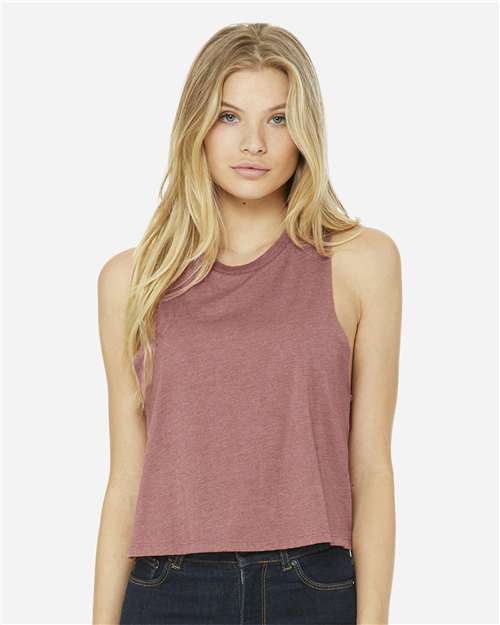 BELLA + CANVAS 6682 Women's Racerback Crop Tank - Heather Mauve - model front