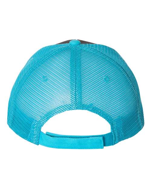 Valucap S102 Sandwich Trucker Cap - Charcoal/ Neon Blue - back
