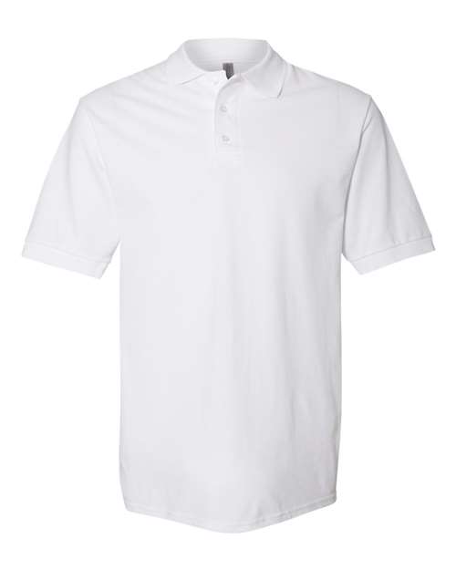 Jerzees 443M Men's 100% Ring-Spun Cotton Piqué Polo - White - front
