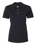 Jerzees 443W Women's 100% Ring-Spun Cotton Piqué Polo - Black - front
