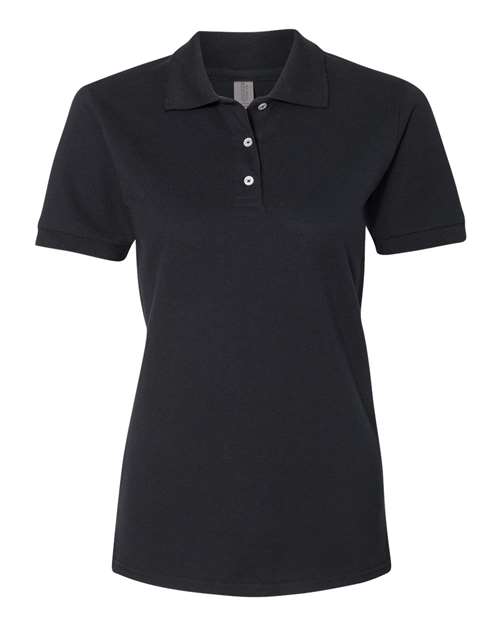 Jerzees 443W Women's 100% Ring-Spun Cotton Piqué Polo - Black - front