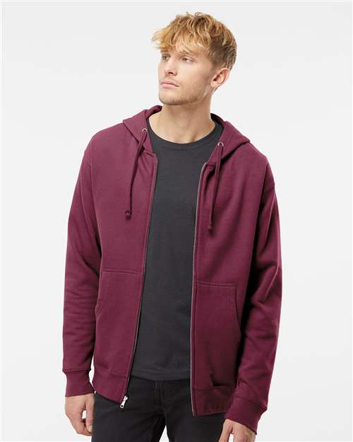 Independent Trading Co. SS4500Z Midweight Full-Zip Hooded Sweatshirt - Maroon - model front