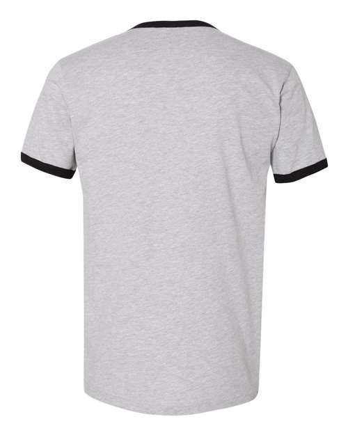 Next Level 3604 Unisex Cotton Ringer T-Shirt - Heather Grey/ Black - back