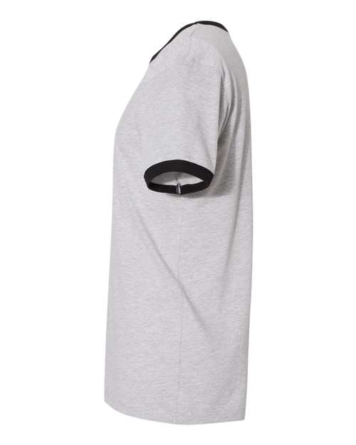 Next Level 3604 Unisex Cotton Ringer T-Shirt - Heather Grey/ Black - side