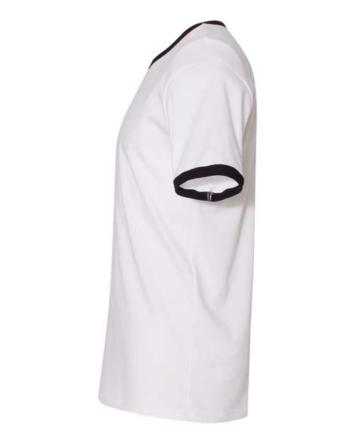 Next Level 3604 Unisex Cotton Ringer T-Shirt - White/ Black - side