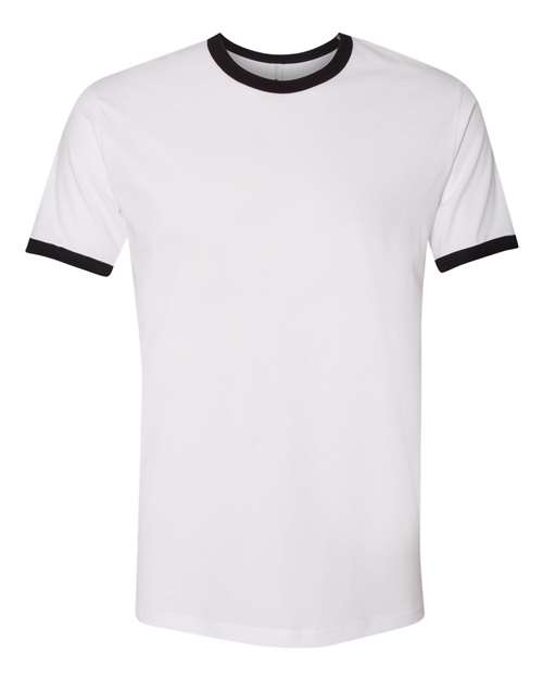 Next Level 3604 Unisex Cotton Ringer T-Shirt - White/ Black - front