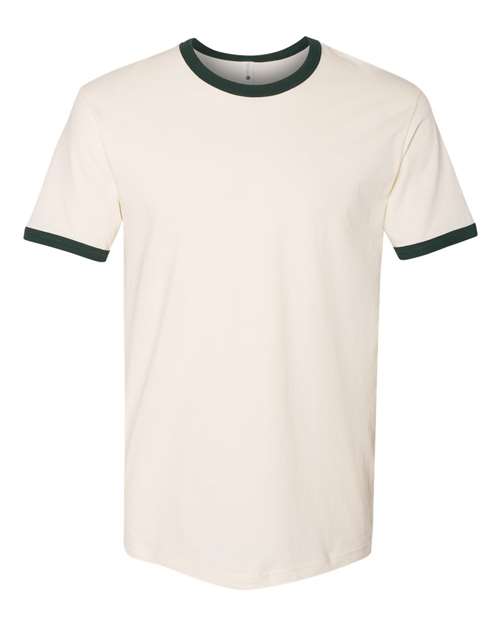 Next Level 3604 Unisex Cotton Ringer T-Shirt - Natural/ Forest Green - front