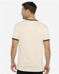 Next Level 3604 Unisex Cotton Ringer T-Shirt - Natural/ Forest Green - model back