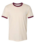 Next Level 3604 Unisex Cotton Ringer T-Shirt - Natural/ Maroon - front