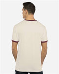 Next Level 3604 Unisex Cotton Ringer T-Shirt - Natural/ Maroon - model back