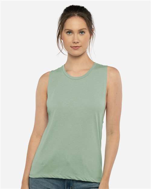 Next Level 5013 Women’s Festival Muscle Tank - Stonewash Green - model front