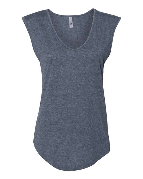 Next Level 5040 Women's Festival Sleeveless Deep V-Neck T-Shirt - Antique Denim - front