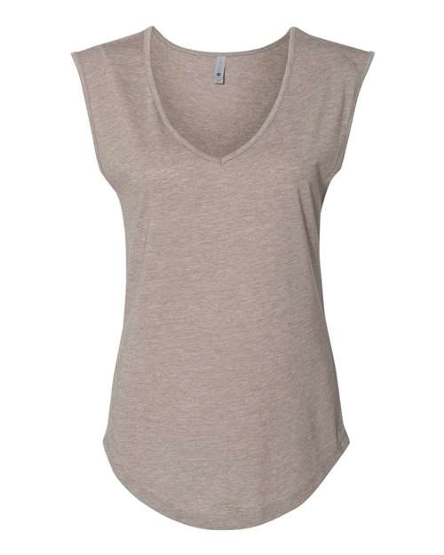 Next Level 5040 Women's Festival Sleeveless Deep V-Neck T-Shirt - Ash - front