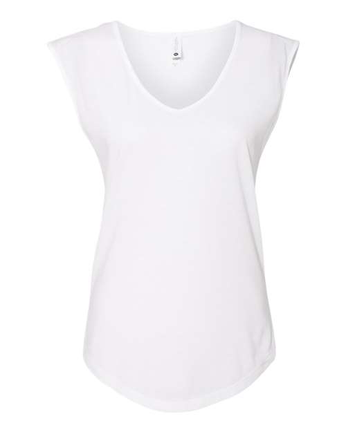 Next Level 5040 Women's Festival Sleeveless Deep V-Neck T-Shirt - White - front