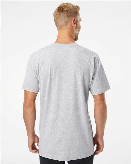 American Apparel 2001 Unisex Fine Jersey Tee - Heather Grey - model back