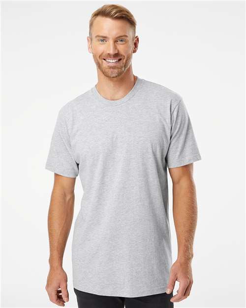 American Apparel 2001 Unisex Fine Jersey Tee - Heather Grey - model front