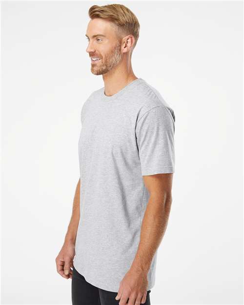 American Apparel 2001 Unisex Fine Jersey Tee - Heather Grey - model side