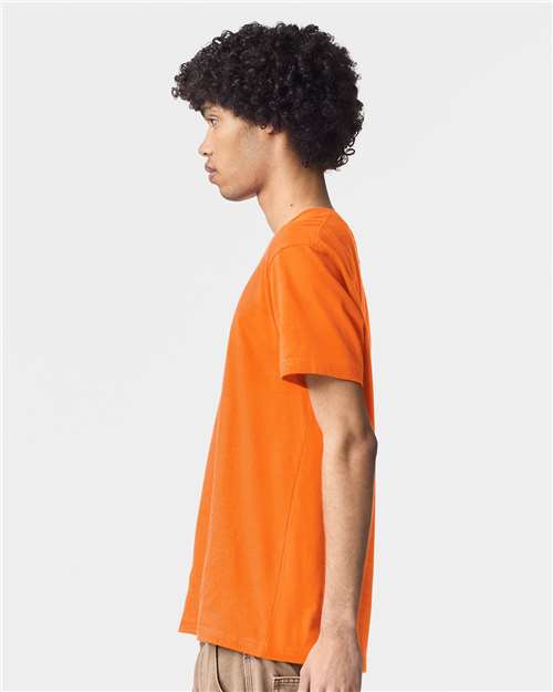 American Apparel 2001 Unisex Fine Jersey Tee - Orange - model side