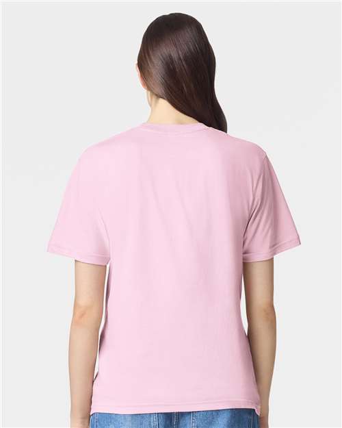 American Apparel 2001 Unisex Fine Jersey Tee - Pink - model back