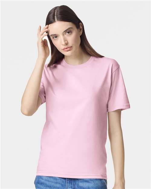American Apparel 2001 Unisex Fine Jersey Tee - Pink - model front