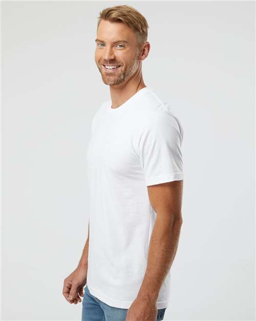 American Apparel 2001 Unisex Fine Jersey Tee - White - model side