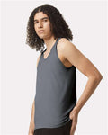 American Apparel 2408 Unisex Fine Jersey Tank - Asphalt - model side