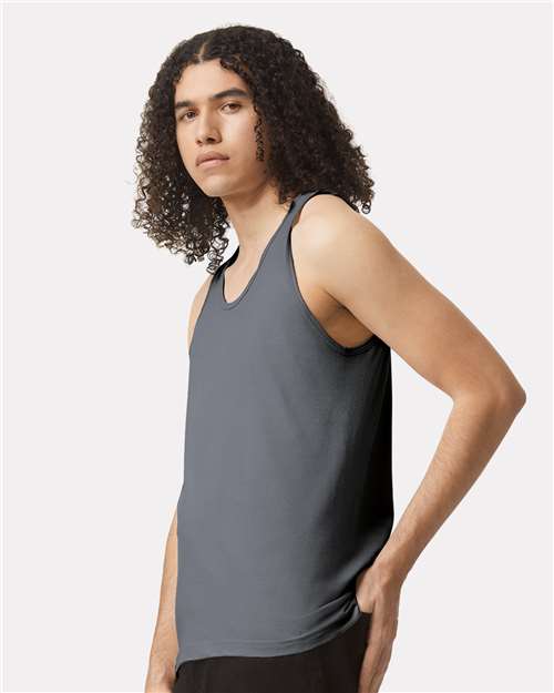 American Apparel 2408 Unisex Fine Jersey Tank - Asphalt - model side