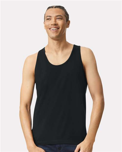 American Apparel 2408 Unisex Fine Jersey Tank - Black - model front