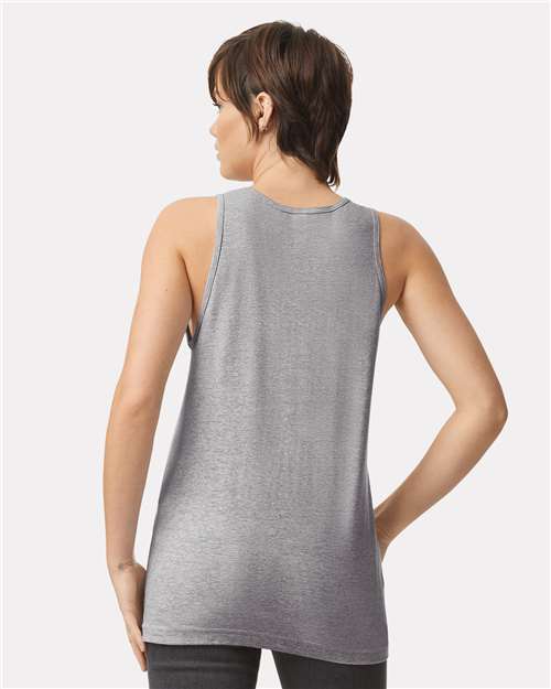 American Apparel 2408 Unisex Fine Jersey Tank - Heather Grey - model back